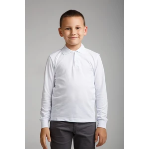 Ada Bebek Çocuk Uzun Kollu Polo Yaka Lakos Beyaz Penye Okul