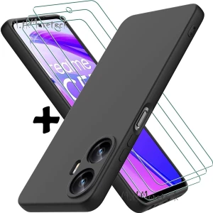 M.TK Moveteck Realme C55 Kılıf Kamera Korumalı Premium Soft Yumuşak Silikon + 9h Ekran Koruyucu Cam