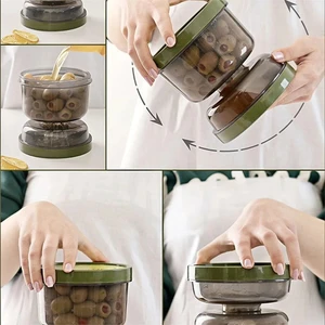 Kum Saati Zeytin ve Turşu Saklama Kabı Zeytinlik Turşuluk Kavanozu Şeffaf Süzgeçli