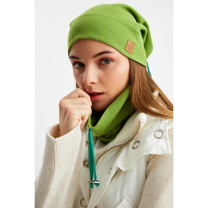 Yeşil Kadın Pamuklu Kaşkorse Terletmez Ultra Hafif ve Yumuşak Bere Boyunluk Takım