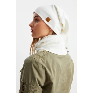 Beyaz Kadın Pamuklu Kaşkorse Terletmez Ultra Hafif ve Yumuşak Bere Boyunluk Takım