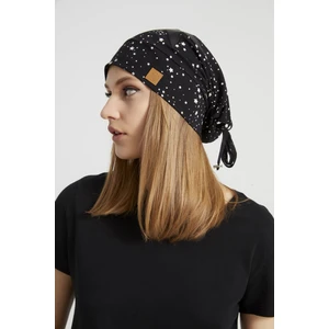 Kadın Siyah Beyaz Yıldız Desenli İp 4 Mevsim Şapka Bere Buff Ultra Yumuşak Penye