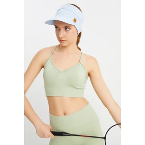 Kadın Buz Mavi Uv Korumalı Katlanır Üstü Açık Yumuşak Siperli  Pamuklu Penye Tenis Vizör Şapka