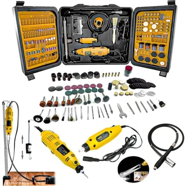 Stilmax Alman Style 405 Parça Devir Ayarlı Gravür Oyma Makinesi Dremel Taşlama Zımpara Seti
