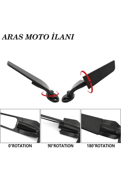 Aras Moto Motosiklet Kanat Dikiz Ayna Cf Moto Sr 250 Pulsar Rs 200 Uyumlu Arasmoto