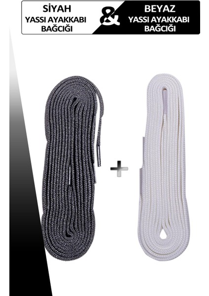 Lucky Siyah&beyaz 2'li Ayakkabı Bağcığı Yassı Bağcık 120 cm