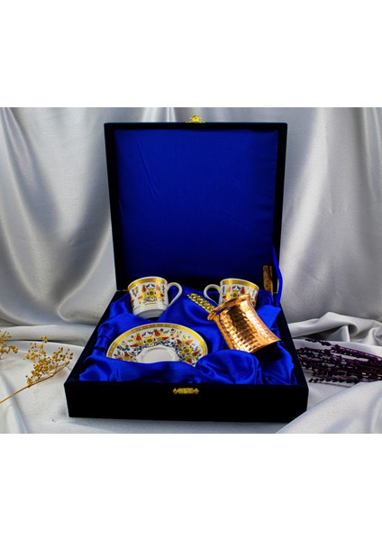 2'li Altın Yaldızlı Porselen Fincan Takımı Kadife Kutulu modelleri