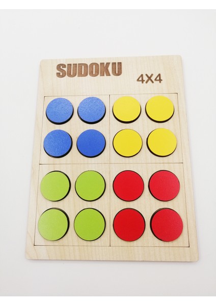 Montessori Ahşap Kolay Renkli Sudoku 4 x 4