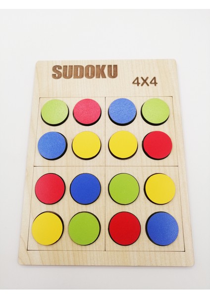 Montessori Ahşap Kolay Renkli Sudoku 4 x 4