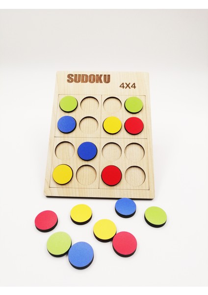 Montessori Ahşap Kolay Renkli Sudoku 4 x 4