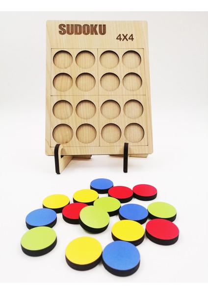 Montessori Ahşap Kolay Renkli Sudoku 4 x 4