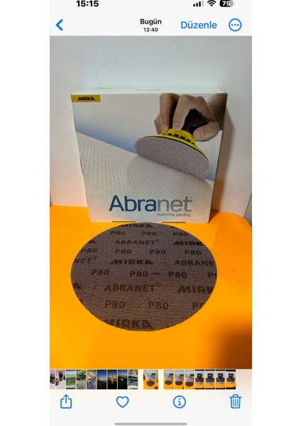 Abranet 225 mm Cırt Alçı Zımpara P80 Kum 3 Adet