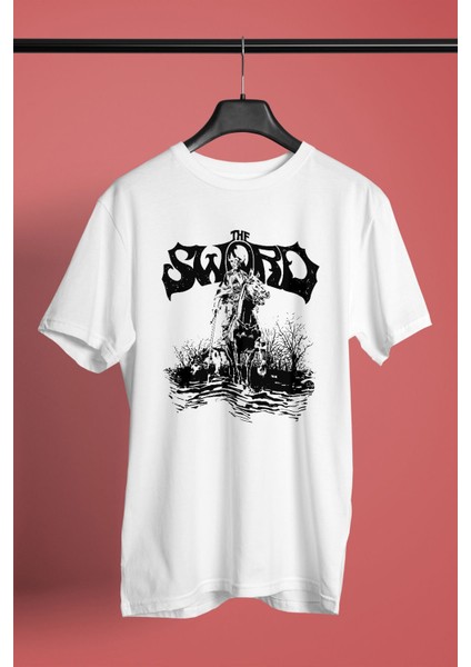 The Sword Baskılı Unisex Beyaz Tişört