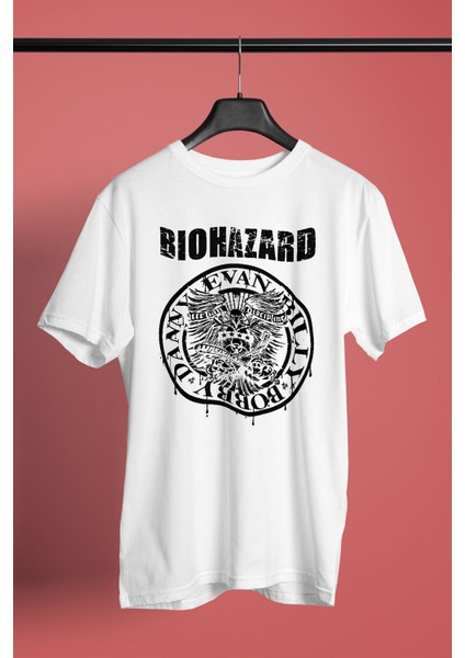 Zoka Wear Biohazard Baskılı Unisex Beyaz Tişört