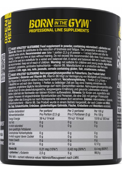 Rocky Athletes Glutamine 250 gr