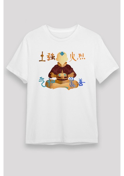 Aang Avatar Baskılı Beyaz Unisex Tişört - Tshirt