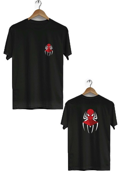 Spidermen Ön Arka Baskılı Kısa Kol Bisiklet Yaka T-Shirt 1112