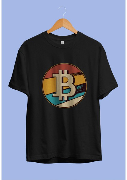 Zoka Wear Retro Bitcoin Tasarım Baskılı Unisex Tişört