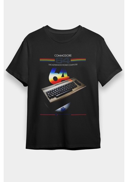 Commodore 64 Baskılı Unisex Siyah Tişört - Tshirt