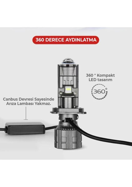 H4 Bi-Led Mini Projektör Lens 90W 16000LM H4BI-LED Mini Projektör Lens 90W 16000LM fırsatları