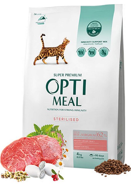 Süper Premium Dana Etli-Sorgumlu Kısır Kedi Maması 4 kg