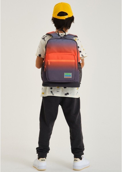 Erkek Çocuk Ilkokul Okul Sırt Çantası ve Beslenme Çanta Seti - Siyah Turuncu Gradyan fiyatları