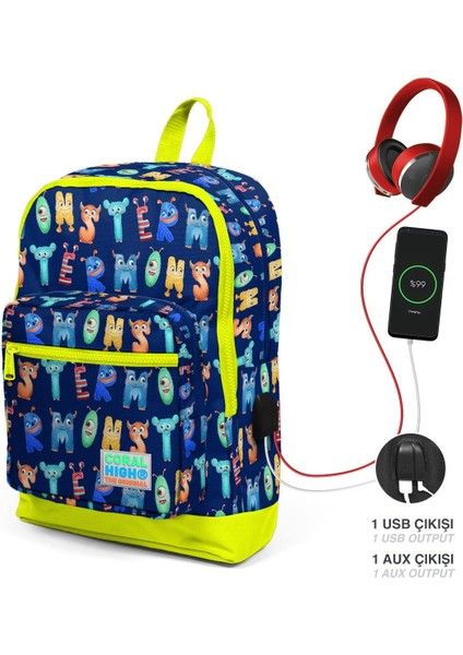 Okul Çantası ve Termal Beslenme Çanta Seti - Erkek Çocuk Sevi mli Harfler USB ve Aux Çıkışlı fiyatları