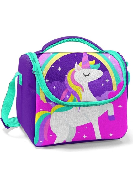 Okul Sırt Çantası ve Beslenme Çantası Seti - Kız Çocuk Mor Unicorn - USB Soketli fırsatları