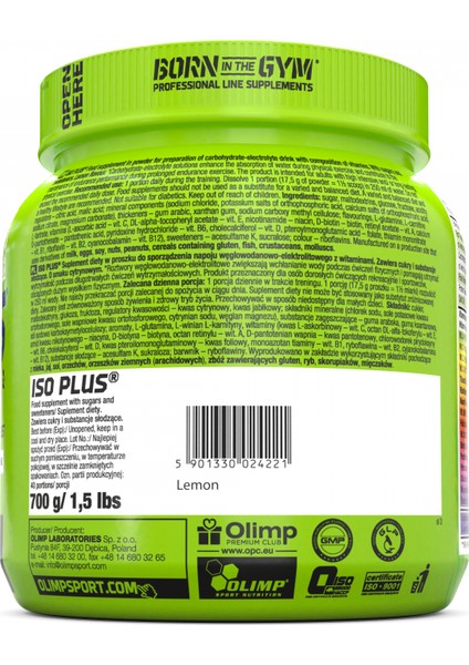 Iso Plus L- Carnitine Isotonic Drink 700 gr - Limon