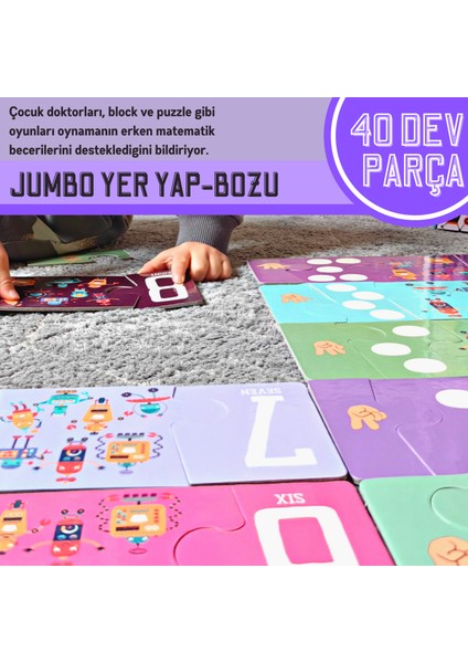 Dev Sayılar Jumbo Puzzle| Robotik Sayılar Öğrenme | 40 Parça 2+ Yaş fiyatları