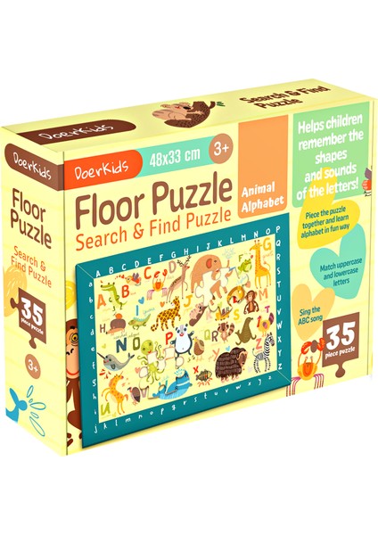 Animal Alphabet | Ingilizce Hayvanlar Alfabe Ara-Bul Eğitici Puzzle | 35 Parça 2-4 Yaş