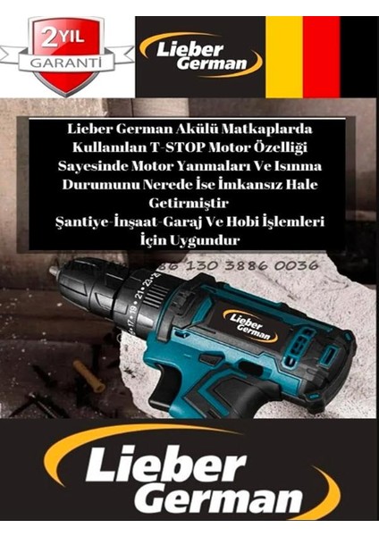 Lieber German Speed-X Vidalama Darbeli Şarjlı Matkap