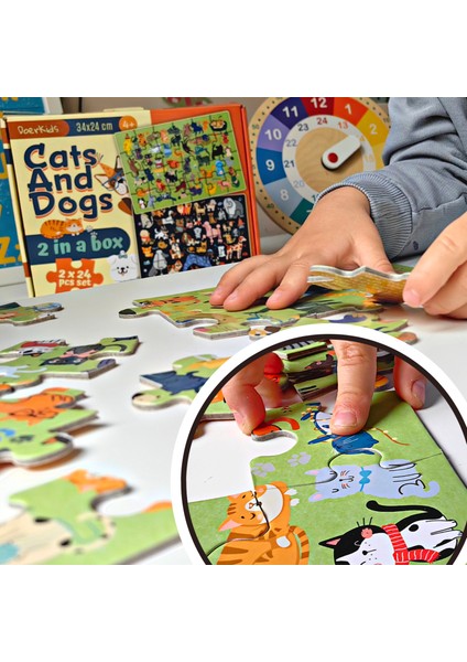 Kediler ve Köpekler Puzzle | 2 Puzzle Bir Arada 48 Parça | Cats And Dogs Puzzle| 48 Parça 3+ Yaş fırsatları
