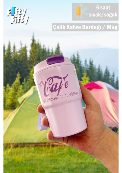 Çelik 450 ml Kahve Bardağı Mug 6 Saat Sıcaksoğuk Taşıma Askılı