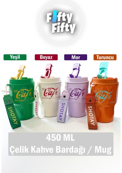 Çelik 450 ml Kahve Bardağı Mug 6 Saat Sıcaksoğuk Taşıma Askılı