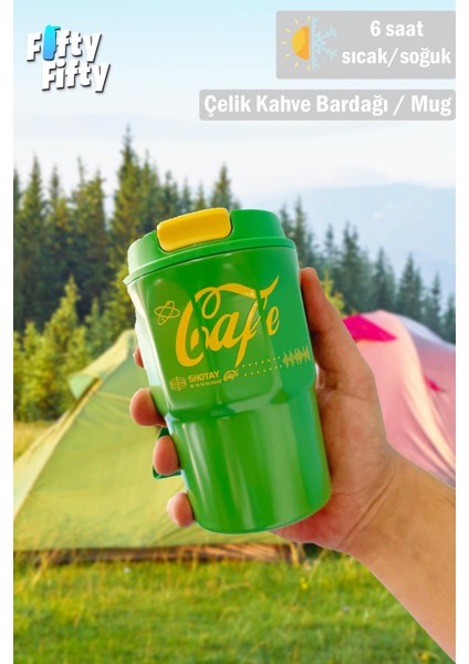 Çelik 450 ml Kahve Bardağı Mug 6 Saat Sıcaksoğuk Taşıma Askılı