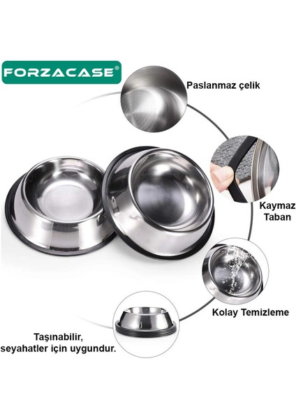 17 cm 250 ml Kedi Köpek Metal Mama ve Su Kabı - FC033