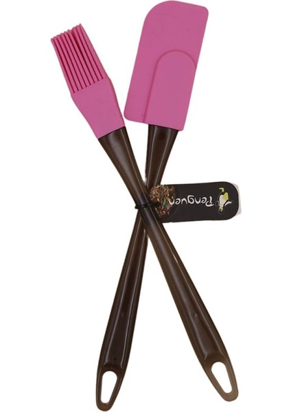 Penguen 1531 Silikon Spatula+ Fırça - Pembe -96