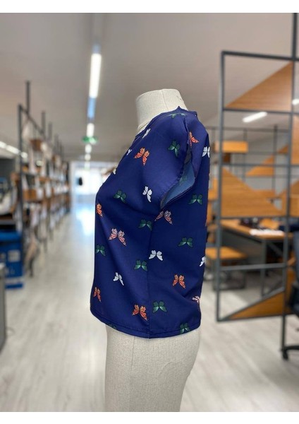 Kadın Kelebek Moskrep Kumaş T-Shirt modelleri