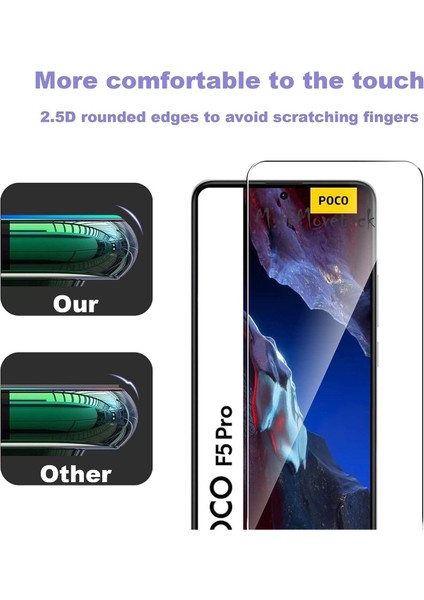 MTK Moveteck Xiaomi Poco F5 Pro Uyumlu Ekran Koruyucu Cam 9h Temperli Şeffaf Cam Passifik Zırh Tank Cam