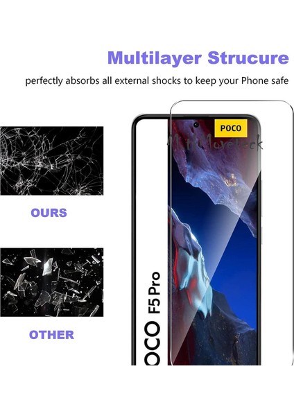 MTK Moveteck Xiaomi Poco F5 Pro Uyumlu Ekran Koruyucu Cam 9h Temperli Şeffaf Cam Passifik Zırh Tank Cam
