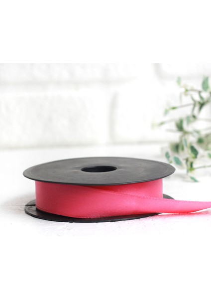 Koyu pembe saten kurdele, 25 mm 10 metre