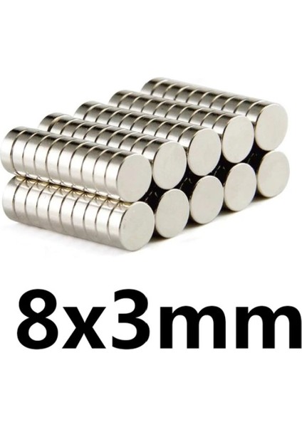 8mm x 3mm Yuvarlak Güçlü Neodyum Mıknatıs Magnet fırsatları