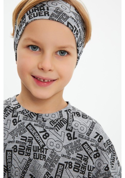 Gri-Gri Erkek Çocuk Pamuklu Penye Oversize Gri T-Shirt Bandana 2'li Takım indirimleri