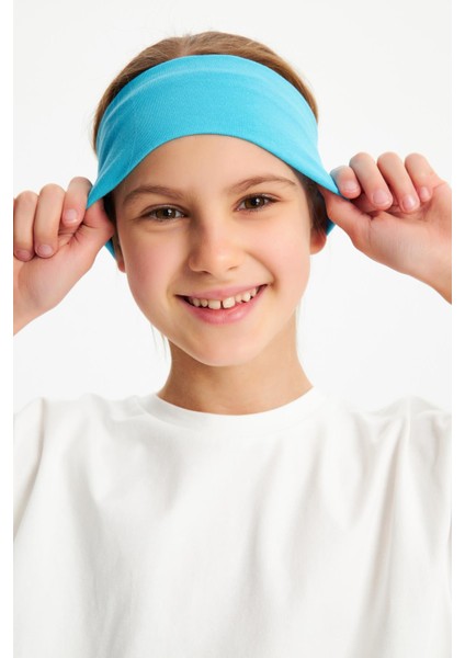 Aqua-Beyaz Kız Pamuklu Penye T-Shirt Bandana 2^li Takım -Spor Rahat Best Of Koleksiyon 3 modelleri