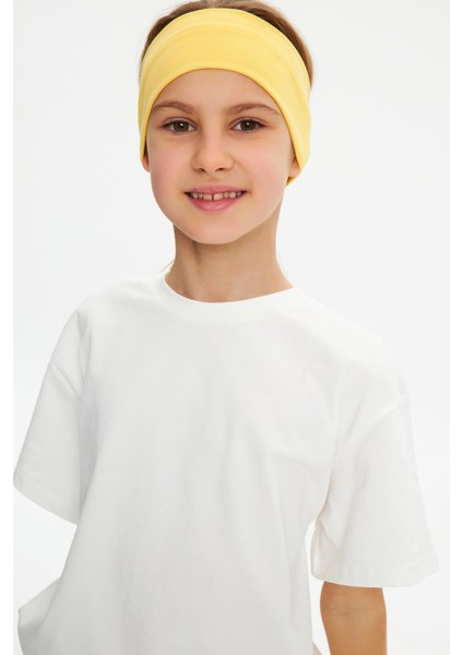 Sarı-Beyaz Kız Pamuklu Penye T-Shirt Bandana 2^li Takım -Spor Rahat Best Of Koleksiyon 3 fiyatları