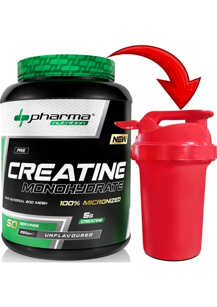 Nutrition Creatine Monohydrate 250 gr 50 Servis + Shaker Hediyeli