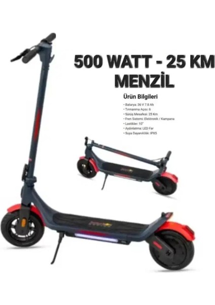 Kickscooter A6 Pro Redbull Arkadan Itişli 500 Watt 25 Km Elektr