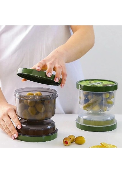 Kum Saati Zeytin ve Turşu Saklama Kabı Zeytinlik Turşuluk Kavanozu Şeffaf Süzgeçli