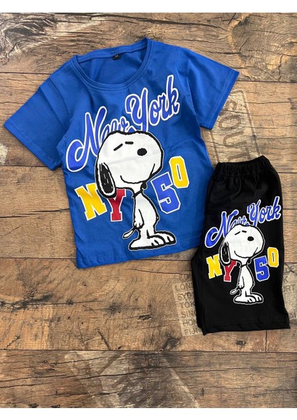 Süslü Kids Snoopy Erkek Çocuk Tişört Şort Takım